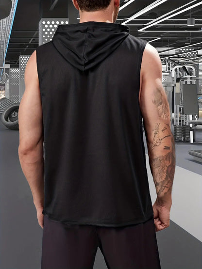 Graphic Drawstring Hooded Sweat Activated Sports Top